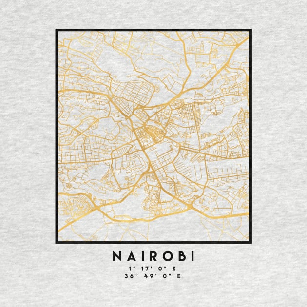 NAIROBI KENYA CITY STREET MAP ART by deificusArt